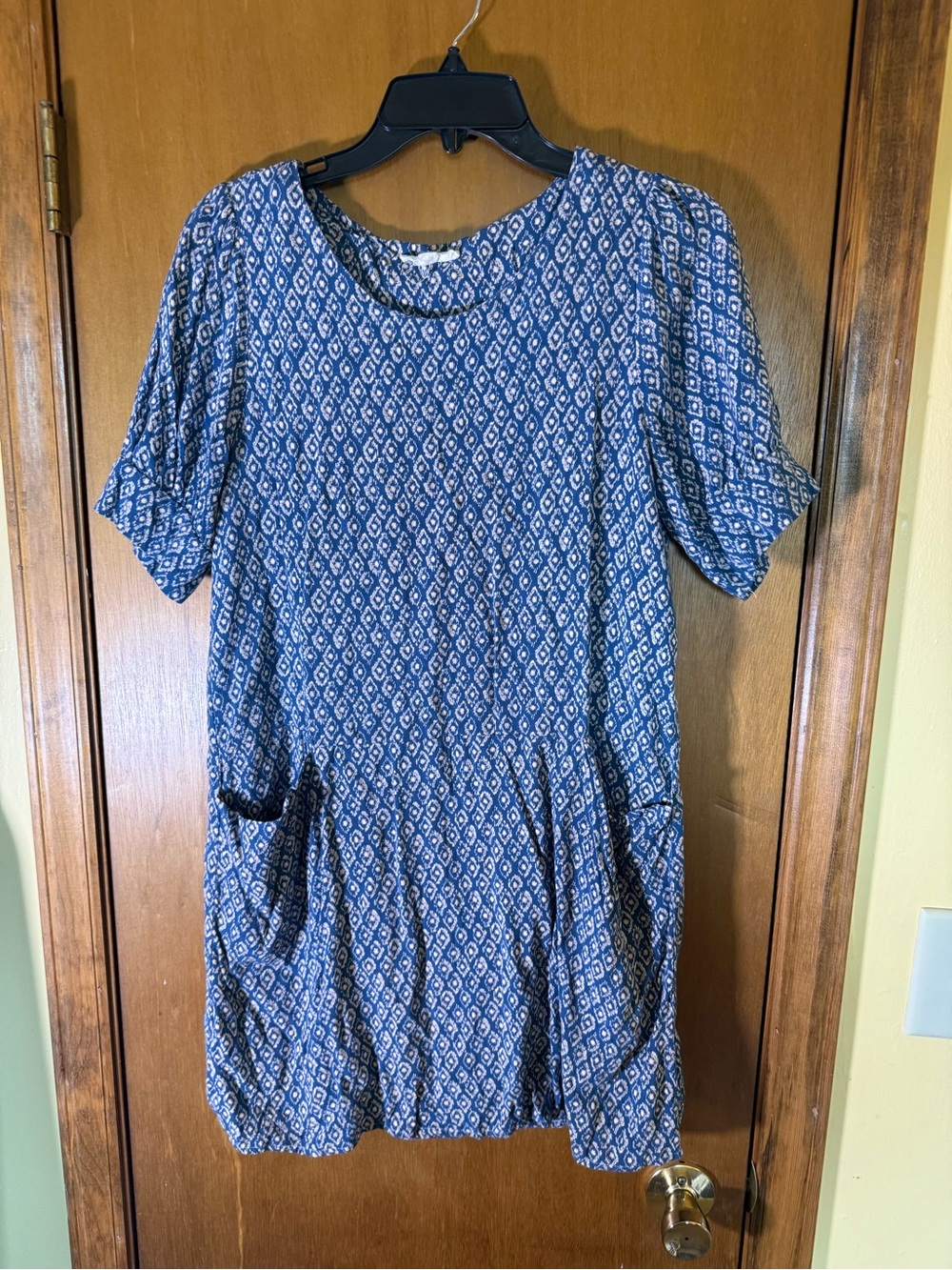 ILLA ILLA Blue Geometric Short Sleeve Tunic with Pockets